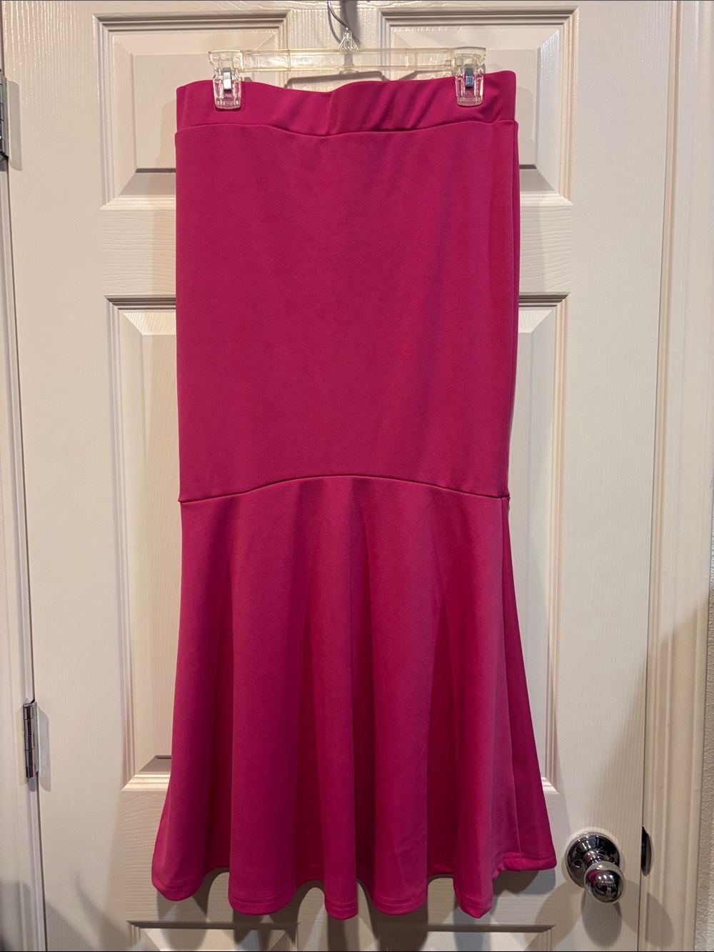 Hot Pink Midi Flared Skirt